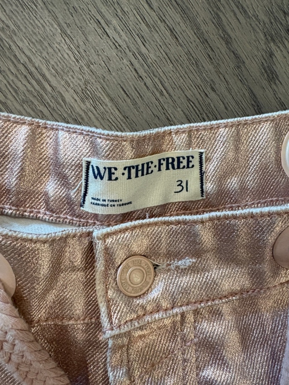NWOT Free People barrel jeans rose gold - Picture 2 of 3